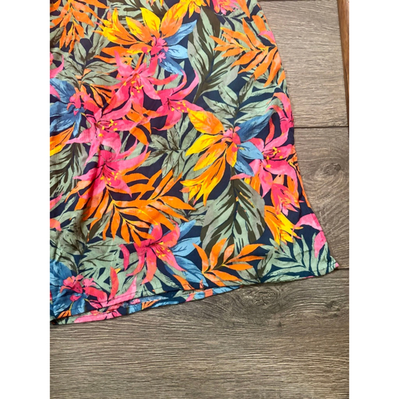 Shade & Shore Wide Leg Pants Slit Smocked Waist Tropical Print Multicolor W XL - Picture 6 of 11